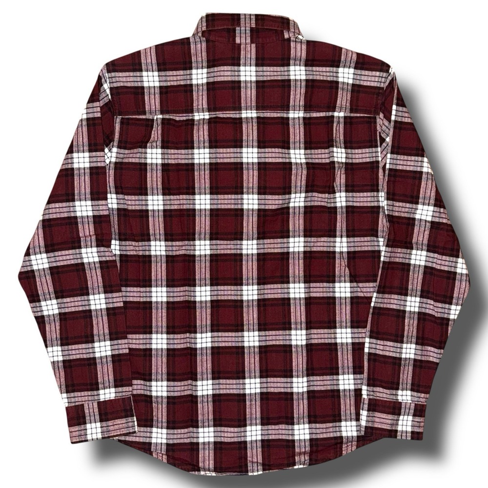 PLADRA Flannel Shirt Men Medium Plaid Long Sleeve Flip Cuff Button Up - Picture 3 of 4